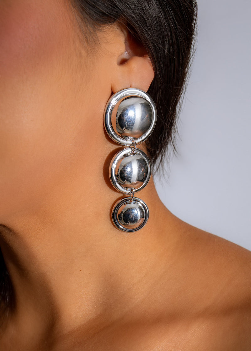 Double Elegance Earrings Silver, sterling silver drop earrings with intricate design and elegant double hoops, perfect for adding sophistication to any outfit