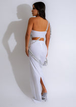 Glamour Nights Velvet Rhinestones Skirt Set White