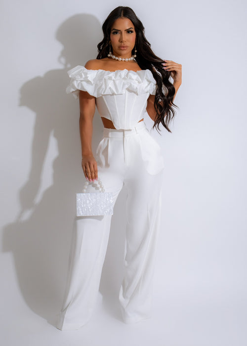 Can't Hide From Me Ruffle Corset White