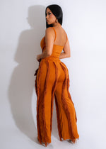 Feel Me Fringe Pant Set Brown