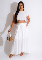 White skirt set with a matching top, perfect for a chic and elegant look