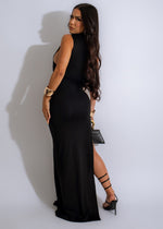 Vibrant Elegance Ruched Maxi Dress Black - Elegant and stylish black maxi dress with ruched detailing