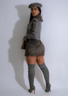 Alpine Allure Knit Skirt Set Grey - stylish and cozy winter outfit with a matching top and skirt