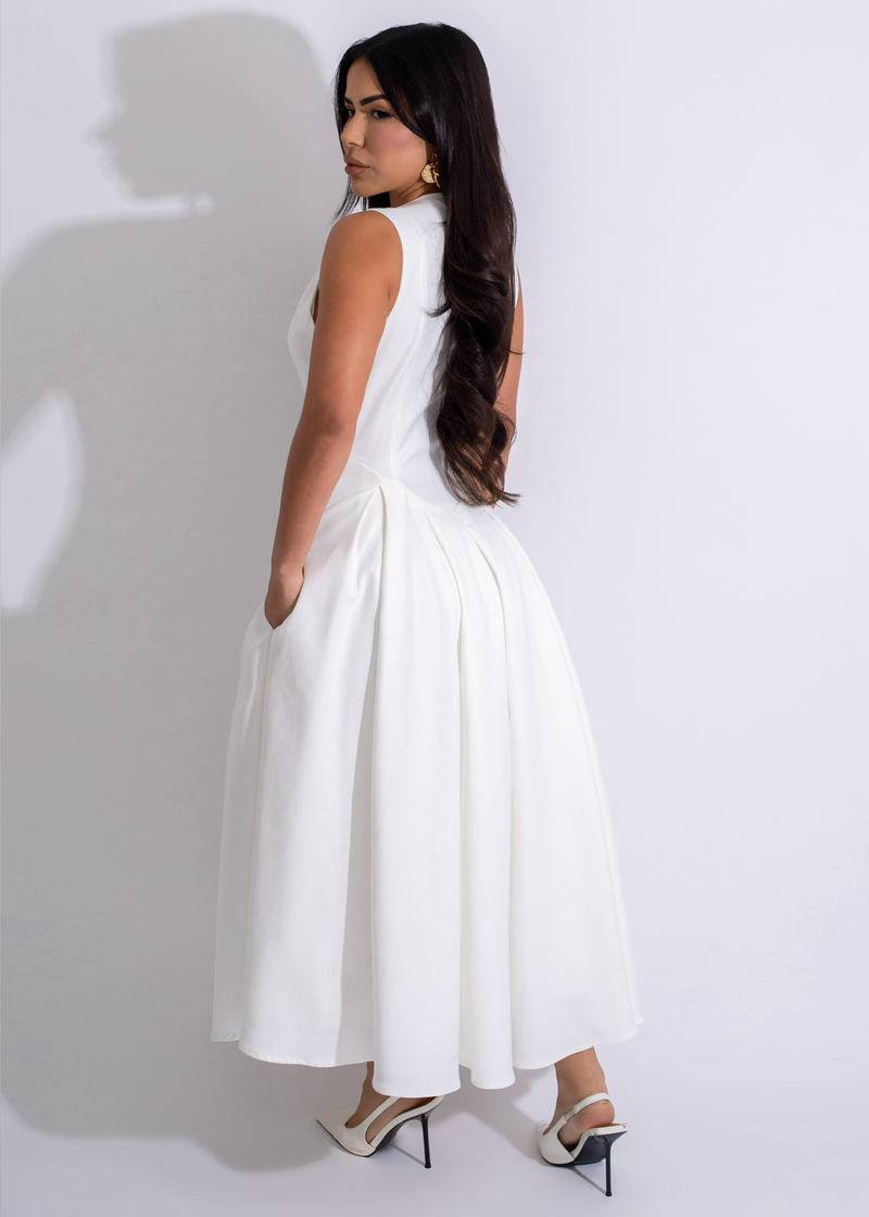 Timeless Elegance Midi Dress White*