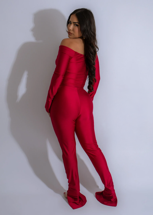 Obsidian Drape Pant Set Red*