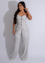 Urban Escape Stripes Linen Pant Set White*