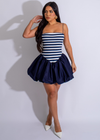 Marina Charm Stripes Mini Dress Blue, a stylish and elegant fashion choice for any occasion, featuring a flattering A-line silhouette and chic striped pattern in a beautiful shade of blue