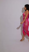 Island Glow Sequin Crochet Cover Up Pink