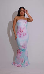 Blossom Serenity Floral Maxi Dress Blue