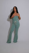 Dreamy Choice Ribbed Pant Set Light Green