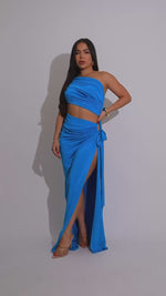 Prism Flow Ruched Maxi Dress Blue