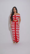 Mariner Chic Stripes Skirt Set Red