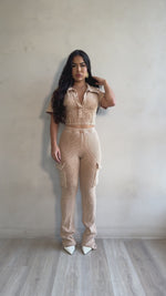 Plush Horizon Ribbed Cardo Pant Set Nude