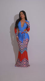 Mirage Waves Stripes Maxi Dress Blue