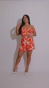 Sunset Bloom Floral Short Set Orange