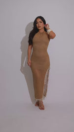 Santorini Sands Crochet Midi Dress Brown