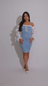 Corset Belle Mini Dress Light Denim