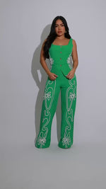 The Botanical Essence Floral Pant Set Green