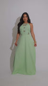 Enchanted Aura Floral Maxi Dress Green