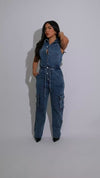 The Trailblazer Cargo Jumpsuit Dark Denim