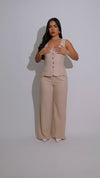 The Meadow Chic Linen Pant Set Nude