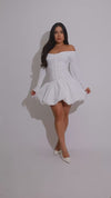 Enigma Elegance Ribbed Mini Dress White