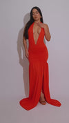 Nocturnal Flow Ruched Maxi Dress Orange