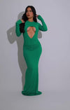 Siren Aura Ruched Maxi Dress Green