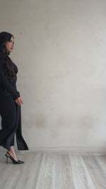 Sculpted Elegance Satin Maxi Dress Black