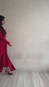 Sculpted Elegance Satin Maxi Dress Red