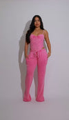 The Illusionist Ribbed Pant Set Pink