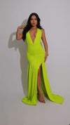 Nocturnal Flow Ruched Maxi Dress Green