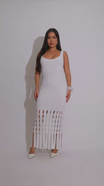 Nova Essence Knit Midi Dress White