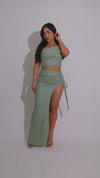 Rustic Romance Ruched Skirt Set Green