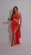 Prism Flow Ruched Maxi Dress Orange