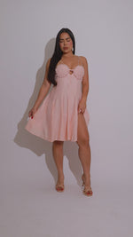 Wish Upon A Star Lace Pearls Mini Dress Pink