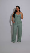 The Meadow Chic Linen Pant Set Green