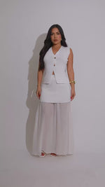 Elegance in Knit Motion Skirt Set White