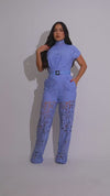 Regal Charm Lace Jumpsuit Blue