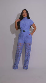 Regal Charm Lace Jumpsuit Blue