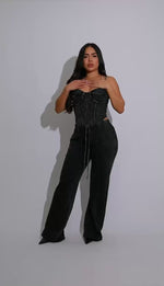 The Illusionist Ribbed Pant Set Black