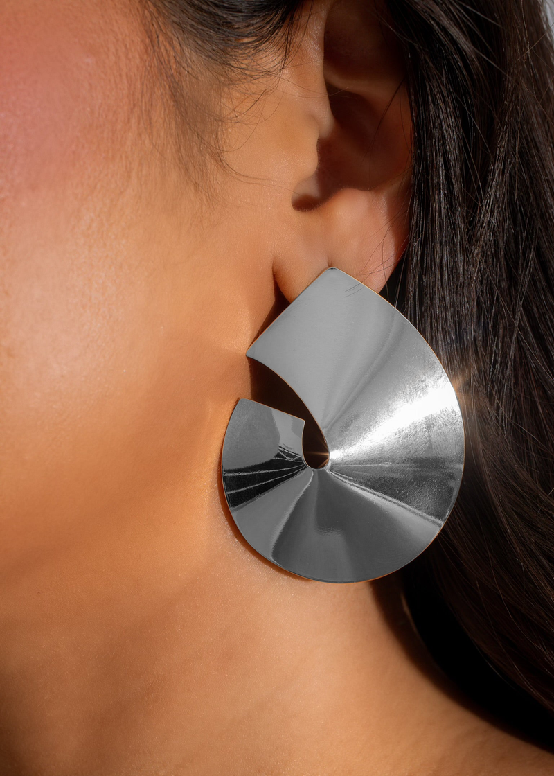 Geometric Glam Earrings Silver