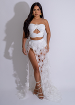 Floral lace skirt set in white with delicate and intricate detailing