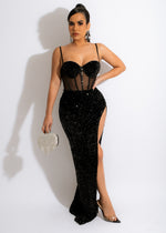 I'm The One Sequin Gown Black