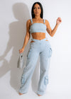 Here For It Pant Set Light Denim