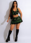 Sexy Girl Plaid Mini Skirt Set